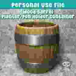 Wood Barrel Planter/Pen Holder Container