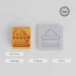 Tart Stamp Tile Set, 5 Sizes for Clay, Cookies & Fondant, Sweet Pie, Dessert Slice, Pastry Delight Ornament