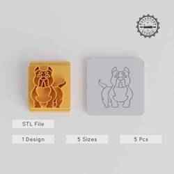 American Bully Stamp Tile Set, 5 Sizes, Ideal for Clay, Cookies & Fondant, Muscle Dog Motif