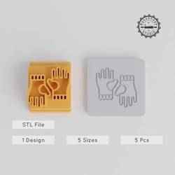 Winter Gloves Stamp Tile Set, 20 to 40mm Motif, Perfect for Clay & Cookies