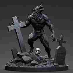 2211 COLORFUL Werewolf Howling - 3D Model, magic, dragon, serpent, mask, gnome, gorgon, venetian carnival, wild, fox, monster, cat, fair, witch, werewolf, horror, beast, snake, troll, skeleton dance