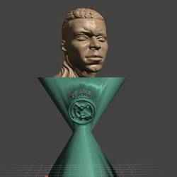kylian mbappe Busto and Real Madrid logo