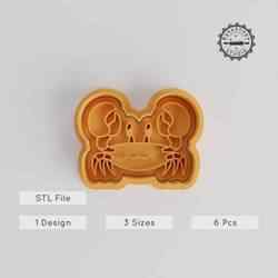 Crab Shape Cutter & Stamp Set, Cute Beach Crustacean Design, Perfect for Cookies & Fondant, 3 Sizes, Animal Collection