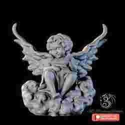 Cupid sitting on clouds