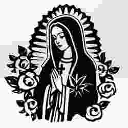 Christmas Virgin Mary Praying | Line Art with Roses