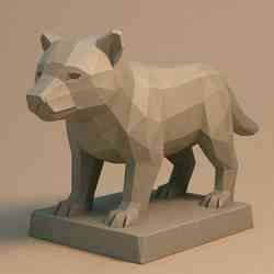 Stylized Bush Dog Sculpture STL File – Low-Poly 3D Printable Model