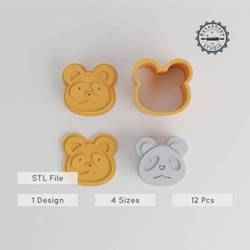 Panda Bath Bomb Mold, 12-Piece Set, XS/S/M/L Sizes, Animal Theme, Cute Chinese Panda Design