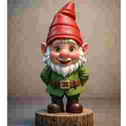2251 Fairy Tale Gnome - Color Full-Body Figurine on Base, magic, creature, fantasy, wood, faun, gorgon, warrior, wild, fox, monster, cat, dog, fair, witch, werewolf, horror, beast, gothic, troll