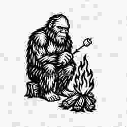 Sasquatch Campfire Bigfoot Wall Art Home Decor