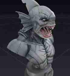 Evil Shark Bust
