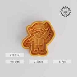 Pirate Shape Cutter & Stamp Set, Perfect for Cookies & Fondant, 3 Sizes, 6-Piece Halloween Pirate Collection