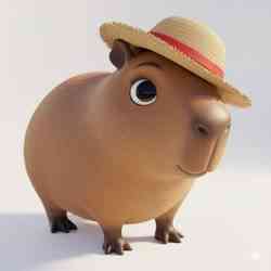 Cute Capybara with Hat (Animation Style) - 3D Printable Model