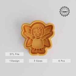 Fairy Shape Cutter Stamp Set, Cookies & Fondant, S/M/L Sizes, 6-Piece Fantasy Character Collection