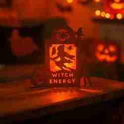 Halloween Witch Energy Tombstone Candle Holder SVG | Spooky Lantern Laser Cut Files