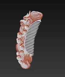 brush, burst comb, comb with a dragon face.