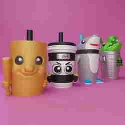 milkshake glass the brainrots TUNG TUNG, TRALALERO, BOMBARDIRO Y CAPUCHINO