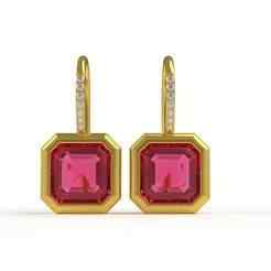 00004 Asscher Cut Diamond Hoop Earring