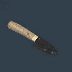 3D Printable Clovis Knife Replica (Threaded Assembly CAD)