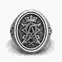 Alpha Omega Crown Christian Symbol Cross Ring