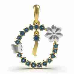 Alphabet I Flower Branch Diamond Pendant