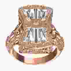 Antique Round and Baguette Diamond Filigree Art Deco Ring