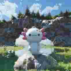 Axolote/Ajolote Cute Key Ring - STL File for 3D Printing