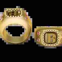 B ALPHABET RING  3d printable model