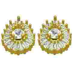Baguette Diamond Pear Shaped Cluster Stud Earring