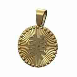 Beautiful chinese symbol faceted sunrays beaded coin pendant charm 3D print model