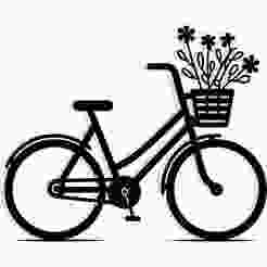 Bicycle with flowers in basket 3 - 2D/3D Wall Art STL+SVG For CNC Router, Plasma, Waterjet, Laser & 3D Printer