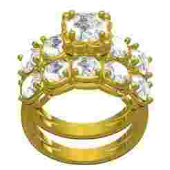 Big Round Diamond Solitaire Ring with Wedding Band