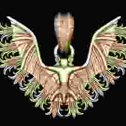 Bird 3D Gold Pendant  3d printable model