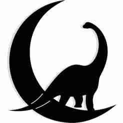 Brontosaurus with its neck curving into a crescent moon 2 - 2D/3D Wall Art STL+SVG For CNC Router, Plasma, Waterjet, Laser & 3D Printer