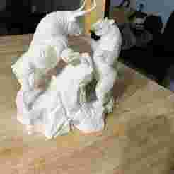 Bull & Bear fighting on a mountain