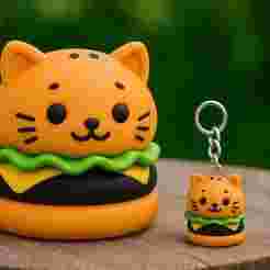CAT BURGER KEYCHAIN