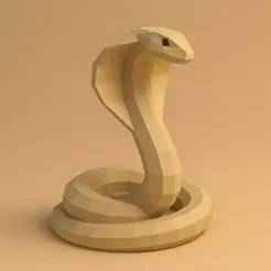 Cobra Low Poly 3D Model | Polygonal Snake Sculpture for 3D Printing