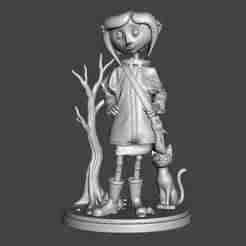 Coraline complete with base and cat