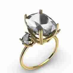 Cushion Cut Tri stone Engagement Ring