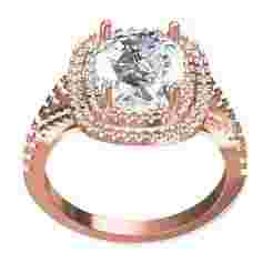 Cushion Stone Double Halo Micro Prong Set Cathedral Ring