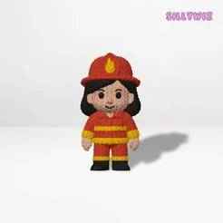 Cute Firefighter Girl – Knitted – Crochet