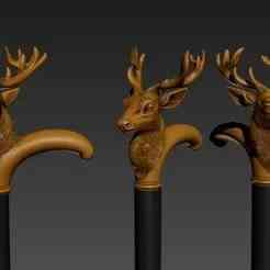 deer Head Gentleman Knob Walking Cane