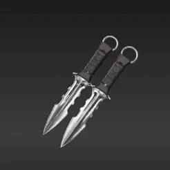 Dual Blade Miniature Dagger Keychain Charm 3D Print File - Tactical & Rugged Design