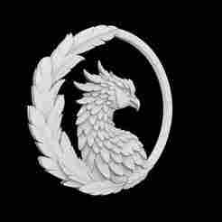Elegant Phoenix with Feathered Frame Pendant 3D Printable Model