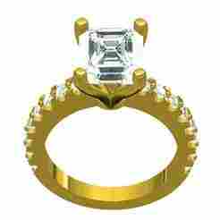 Emerald Cut Diamond Ring With Micro Pave Setting