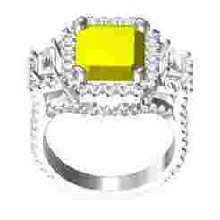 Emerald Cut Triple Stone Womens Ring