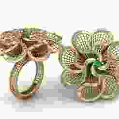 emerald flower ring  3D printable model