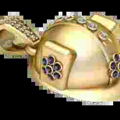 Gold Construction Hard Hat Pendant 3D Printable Model