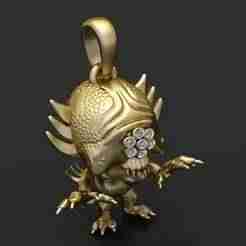 gold creature pendant  3D printable model