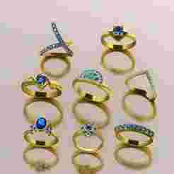 Gold Ring With Gemstone Set Combo Collection 3D print model