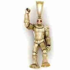 gold robot pendant 3D printable model